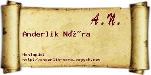 Anderlik Nóra névjegykártya